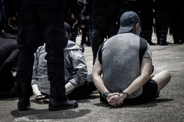 Fighting between the people and the police in the rebellion.
