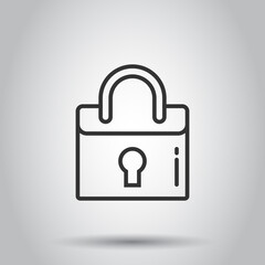 Locker icon in flat style. Padlock password vector illustration on white isolated background. Key unlock business concept.