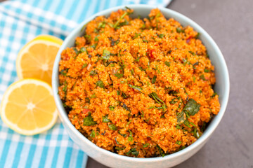 Traditional delicious Turkish foods: bulgur salad (kisir)
