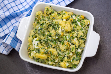 Turkish style food; potato salad