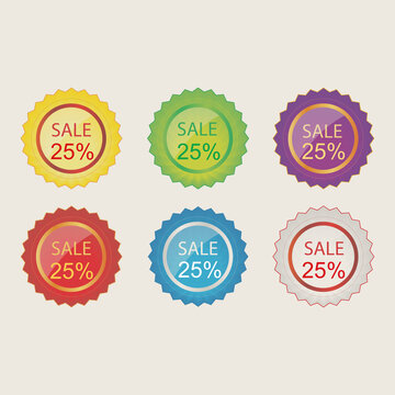 25 discount sticker. 25% off sale multi-color tag isolated vector illustration. Discount price label. symbol for advertising campaign in retail. 25% discount sale promo