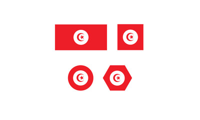 Tunisia flag set shape vector illustration