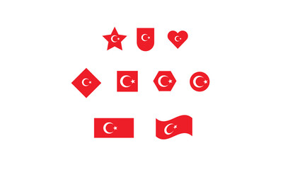 Turkey flag set shape vector illustration