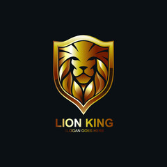 Lion and shield logo in vector