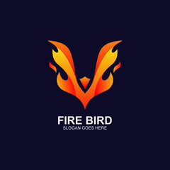 Fire bird logo design vector