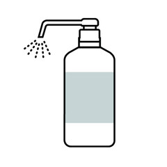 白の消毒液ボトルから出るスプレー