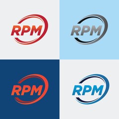 Letter R RPM logo vector design