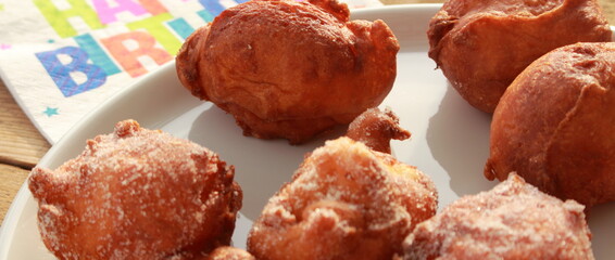 fresh donuts deep-fried in the deep fryer