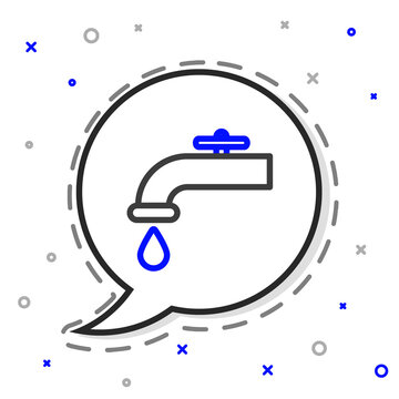 recommend clip art: Line Water tap with a falling water drop icon isolated on white background. Colorful outline concept. Vector Illustration.