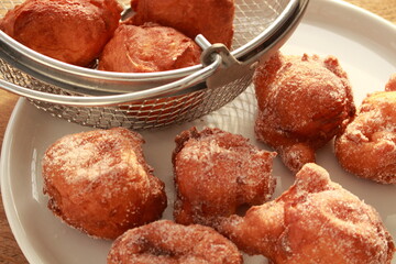 fresh donuts deep-fried in the deep fryer