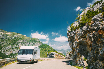 Verdon, France. Motorhome car on background of French mountain nature landscape