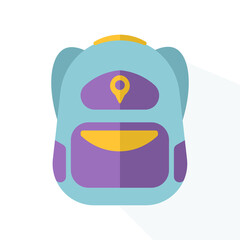 Backpack flat design on white background. bag color icon illustration