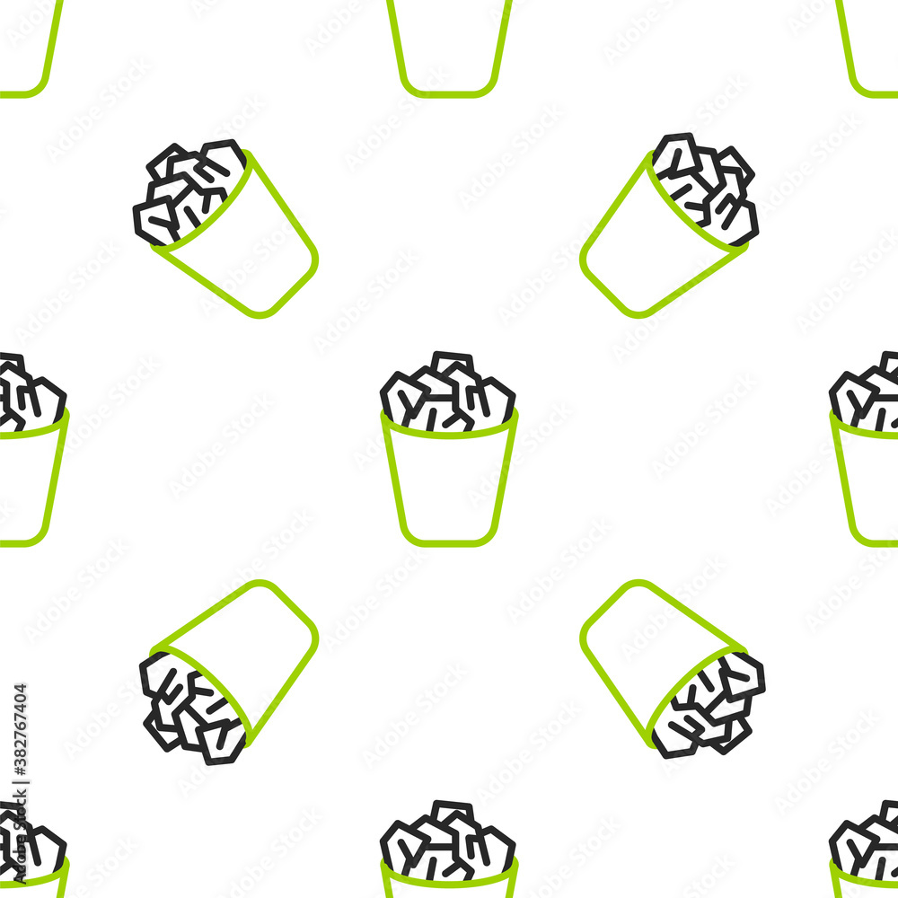 Poster line full trash can icon isolated seamless pattern on white background. garbage bin sign. recycle ba