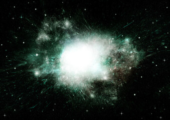 Fototapeta premium Stars, dust and gas nebula in a far galaxy