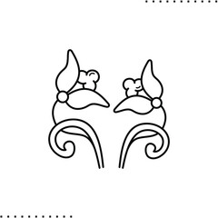 floral ornament, lilies of the valley vector icon in outlines