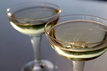 Hollow Stem Champagne Glasses with Sparkling