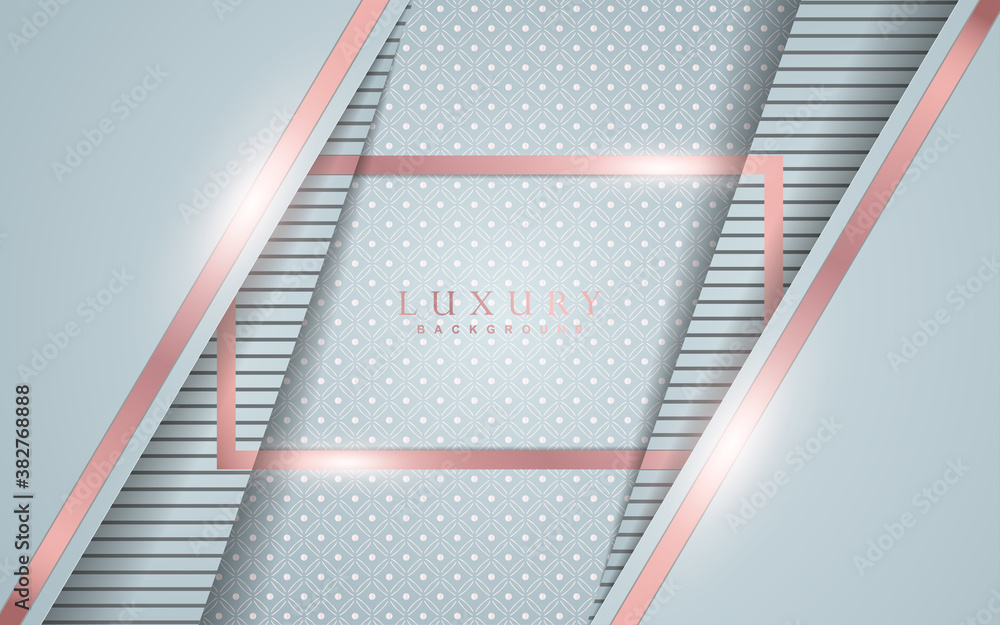 Poster luxury background design with white and golden element decoration. elegant shape vector layout templ