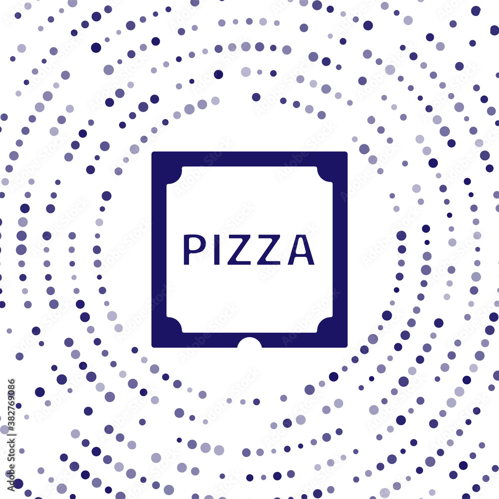 Poster blue pizza in cardboard box icon isolated on white background. box with layout elements. abstract ci