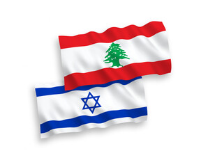 Flags of Lebanon and Israel on a white background