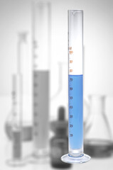 chemical laboratory flask with liquid