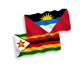 Flags of Zimbabwe and Antigua and Barbuda on a white background