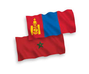 Flags of Mongolia and Morocco on a white background