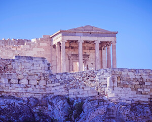 Athens Greece, Erechtheion ancient temple on Acropolis hill, view from the north