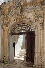Palazzo Morelli at Locorotondo, street in the center, Apulia, Italy