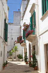 Locorotondo, street in the center, Apulia, Italy