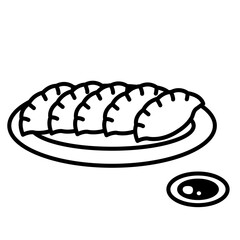Simple pictogram of  Japanese dumplings