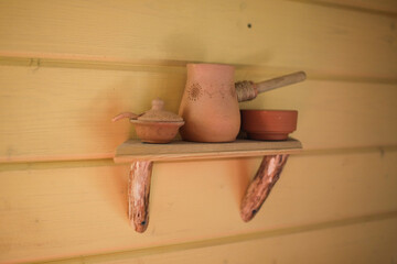 old pots on the wall