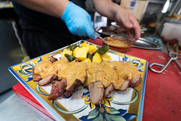 Solomillo con crema de queso y sobrasada 