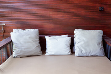 Brown pillows on sofa for relaxing