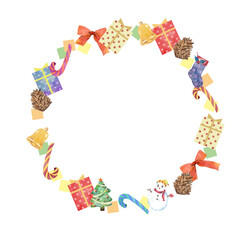 水彩手描きのクリスマスフレーム