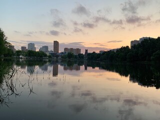 Fototapeta premium sunset over the river