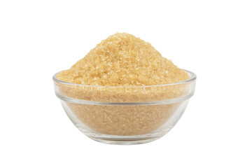 Sugar in glass bowl isolated on white