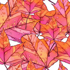 Autumn fallen leaves seamless pattern.