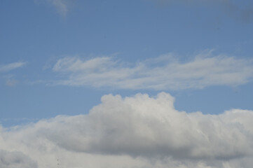 White clouds cumulus floating on blue sky for backgrounds concept