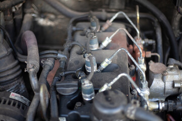 Car engine. The car under the hood. 