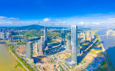 Fototapeta na wymiar Cityscape of Hengqin Free Trade Zone, Zhuhai City, Guangdong Province, China