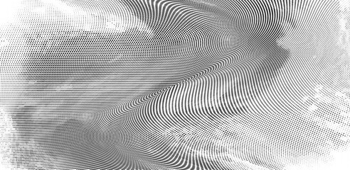 Abstract monochrome grunge halftone pattern.