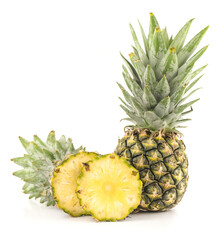 pineapple with slices an isolated Clipping Path