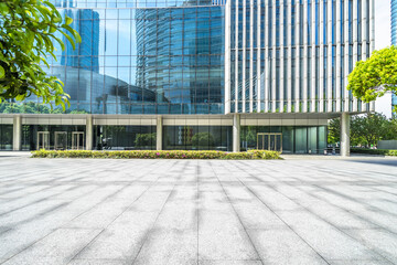 modern buildings and empty pavement in china.