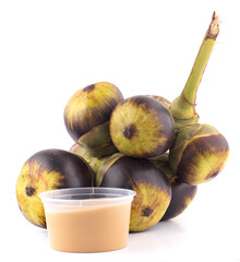 Asian Palmyra palm, fruit on white background