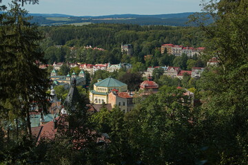 Obraz na płótnie Canvas View of Mariánské Lázně from Mecsery Pavillion,Plzeň Region,Czech Republic,Europe 