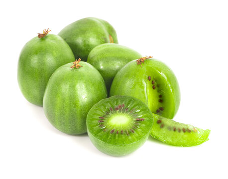 mini kiwi baby fruit on white background