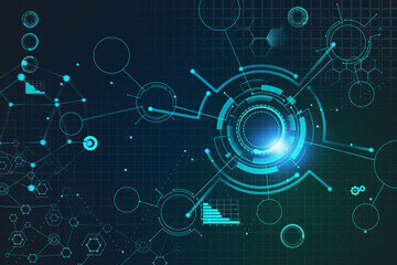 Futuristic network interface over black background