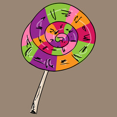 Lollipop. Vector illustration of lollipop. Hand drawn candy, lollipop.