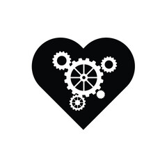 Fototapeta na wymiar Steampunk heart gear icon