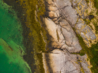Aerial view. Water and rocks